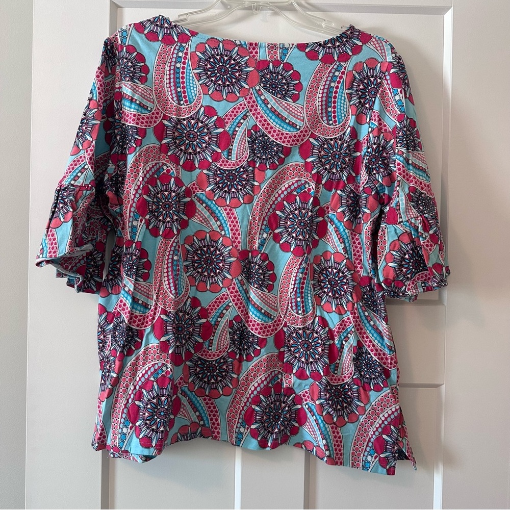 Crown & Ivy Colorful Floral Paisley Ruffle Sleeve Blouse XL - Picture 6 of 6
